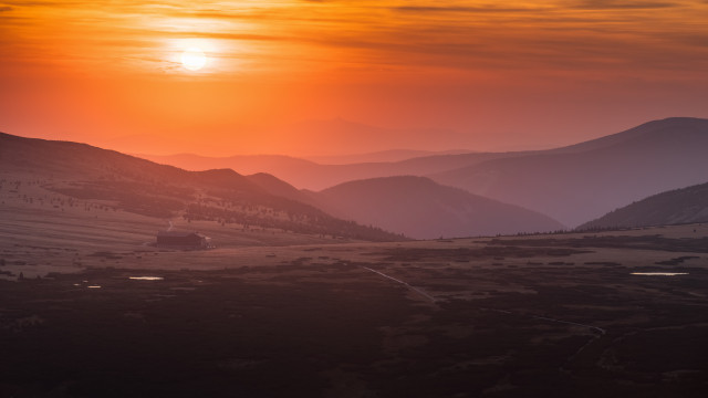 Sněžka (Schneekoppe), Sonnenuntergang