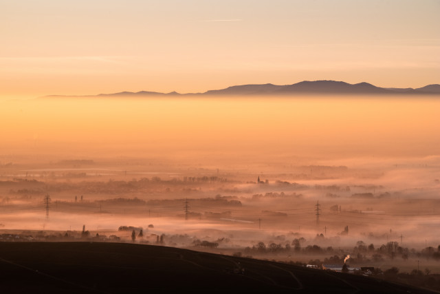 Blick von der Schneeburg über die Rheinebene