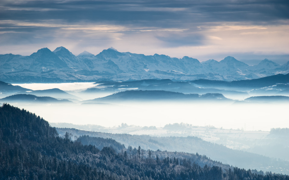 Alpensicht über dem Kleinen Wiesental