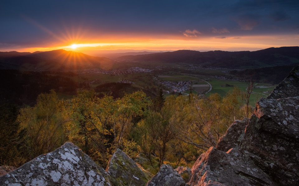 Sonnenuntergang auf dem Frauensteigfelsen